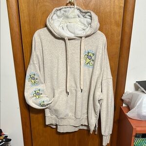 American Eagle Outfitters Beige Hoodie with Bear Design